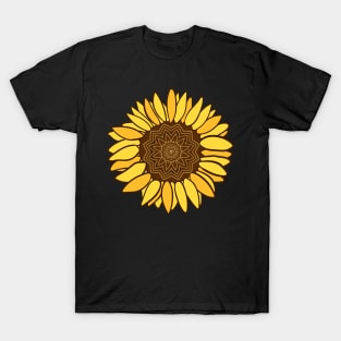 Hand drawn Mandala Sunflower Full of hope & Postivity T-Shirt